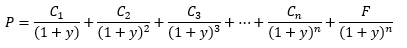 Bond price as present value of coupons and face value
